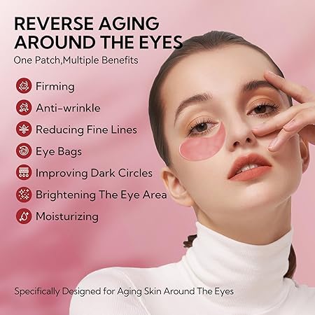 LANBENA Peptides Hydra-Gel Eye Patches for Dark Circles and Puffy Eyes, Reduce Under Eye Bags and Smooth Wrinkles, Anti-Aging, Eye Skin Care Pads With Soluble Collagen and Peptides-30 Pairs (60pcs)
